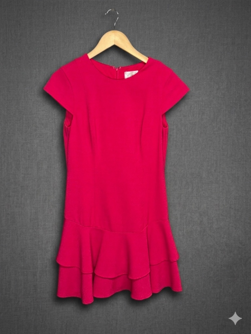 Eliza J Hot Pink Fit & Flare Dress - Tiered Ruffle Hem - Size 8